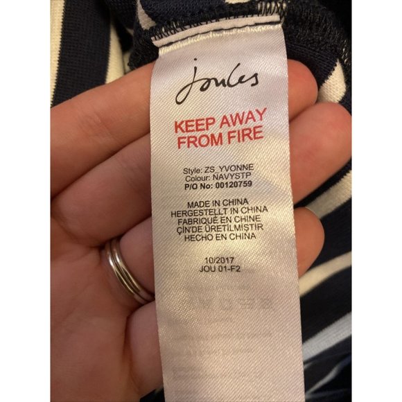 Striped Dress JOULES Mariners Women Medium 6 Cotton Navy & White Pockets - Picture 5 of 6